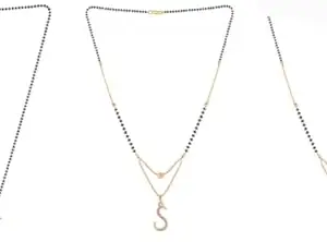 Gold Plated Traditional Black Bead Single Line American Diamond Pendant Jewellary set for Women(Combo) Pack of 3MCN-24-1-43-/