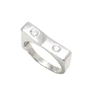 Rajasthan Gems Designer Ring 925 Sterling Silver Cubic Zirconia CZ Stone Adjustable Women Handmade Gift G999