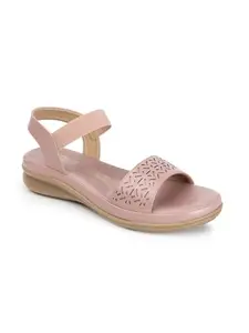 Carlton London Women Peach Comfortable Backstrap Casual Wear, Party and Formal Wear Sandal with Platform Heels (39)