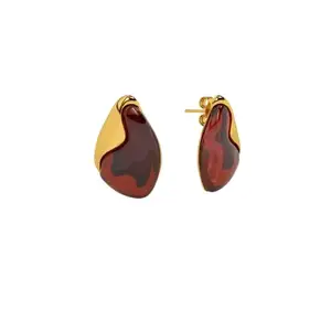 PALMONAS Red Carnelian Stud Earrings for Women - Gift for Girls & Women, Waterproof & Anti Tarnish Earrings