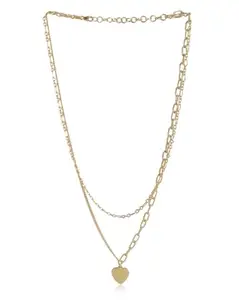 Carlton London 18kt Gold Plated with Dangling Heart Layered Necklace for women
