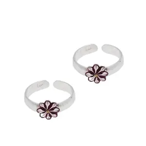 Darshraj 925 Sterling Silver Purple Flower Toe Ring Foe Girls & Women
