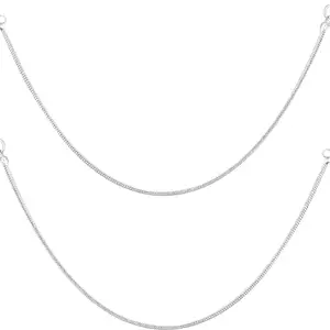 Lila Jewellery for All Occassions Traditional White Metal Anklet Payal Pair for Women Girls