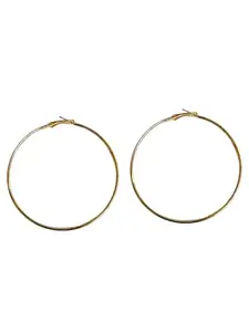 Just In Jewellery Trending Alloy 5.5cm Smooth Big Black Trending Large Round Fashion Metal Hoop Earrings for Women/Girls (Pack of 2 Pair) (Gold)