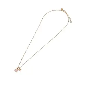 Accessorize London Women's Real Gold Plated Rose gold Dragonfly & Rose Quartz Pendant