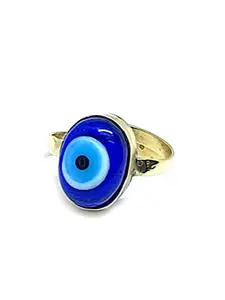 ASTROGHAR Evil Eye Adjustable Free Size Brass Ring For Unisex