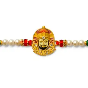 Artistic India | Khatu Shyam Ji Religious Rakhi for Brother | with Raksha Bandhan Greeting Card & Roli Chawal Pack | Sacred Rakhi for Rakshabandhan Festival