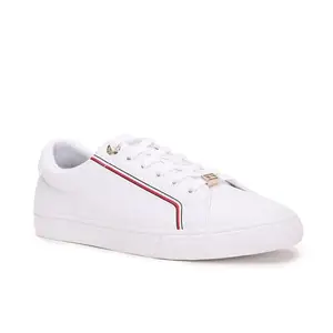 Tommy Hilfiger Polyurethane Solid White Women Flat Sneakers (F23HWFW056) Size- 39