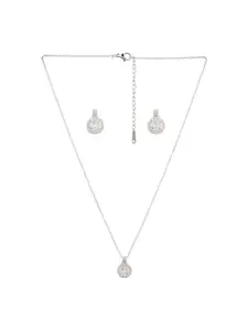 E2O Silver Necklace With Earrings For Women