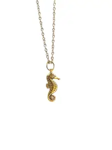 Simply Gorgeous Golden Seahorse Pendant Necklace: Chain With Charm Necklace, For Men, Women, Unisex, Couple Jewellery For Him And Her