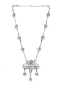 Total Fashion Stylish Boho Trible Silver Oxidised Chain Pendant Necklace Jewellery Set Women for Girls