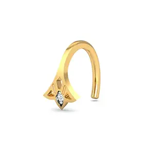 KuberBox 18K Yellow Gold Ahnika Diamond Nose Hook for Women (Piercing Required)