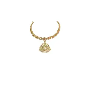 IA-1619 Chain with Traditional stone pendant - Pack of 1|Gold Plated Fashion Jewellery Traditional Covering Long Chain with Multicolor AD stone Dollar for Women & GirlsTraditional