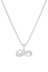 Ayarra Luxe Sterling Silver Infinity Necklace for Women with Heart Charm & Zircon Stones | Dainty Cable Chain Pendant | Elegant Love Symbol | Gift for Her