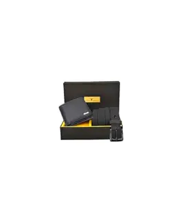 URBAN FOREST Brian Grey Leather Wallet & Grey Casual Belt Combo Gift Set for Men
