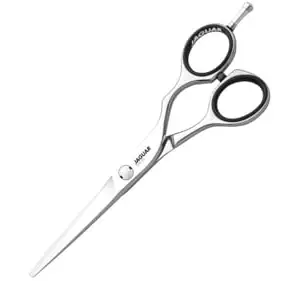 ORANGEWOOD JAGUAR Gold Line Diamond E 5.50'' Serrated Scissors - Silver, Alloy Steel, Polished Finish, Ambidextrous, Steel Handle with Rubber Grip, Hair Cutting & Styling Set for Barbers & Salons