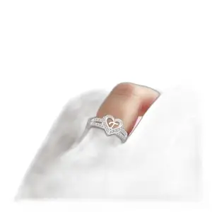 Heer Collection Valentine Ring Heart Alphabet 'T' Promise Propose Engagement Wedding Anniversary Brass, Stainless Steel, Copper, Alloy Cubic Zirconia Ring (352-Silver(T) AlphabetHrtRng(M:01))