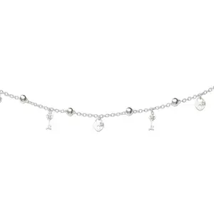 TARAASH 925 Sterling Silver Lock & Key CZ Beaded Single Anklet for Women