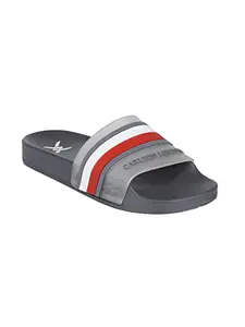 Carlton London Sports Women's Fashion & Comfortable Flip-Flop-5 Kids UK (CL-G-W-03_Grey-White-Red)