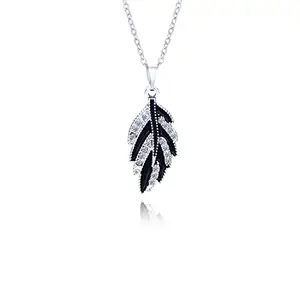 Fashion Frill Silver Chain Pendant For Girls AD Studded Leaf Design Silver Necklace Pendant For Women Girls Gift for Sister Love Gifts Jewellery