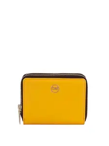 Da Milano Genuine Leather Yellow Zip Around Womens Wallet (10036D)