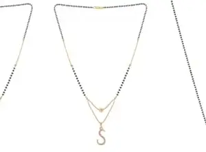 Gold Plated Traditional Black Bead Single Line American Diamond Pendant Jewellary set for Women(Combo) Pack of 3 MSCNC-51-1-25-