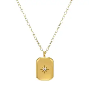 18K Gold Plated Celestial Pendant Necklace for Women | Dainty Waterproof Anti-Tarnish Hypoallergenic Jewelry | Gift Chain Accessory