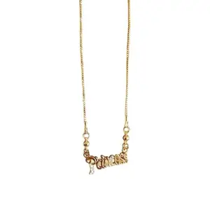 Princess Charm Necklace, Gold-Plated Chain with Crystal Pendant