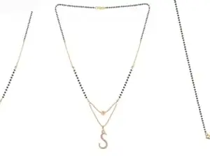 Gold Plated Traditional Black Bead Single Line American Diamond Pendant Jewellary set for Women(Combo) Pack of 3MCN-5-1-18-/