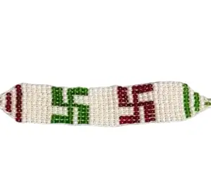 DeLegarde Traditional Rakhi for Brother Festival Raksha Bandhan, White Beaded Design