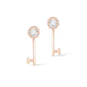 diaidesigns DiAi Designs 18k (750) Rose Gold, Lab grown diamond Key Stud Earrings for Girls
