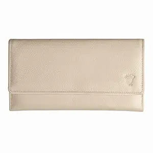 Drocha Genuine Leather Lightweight 4 Compartment Mag Dot Wallet for Women (White)