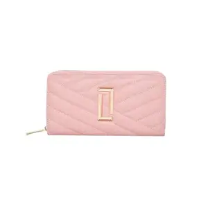 Lavie Zipper Cross PU Women's Casual Wear Wallet (Pink, Large)