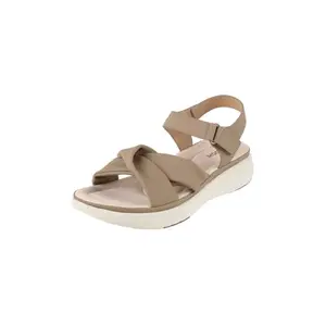 Mochi Women's Trendy Beige Knotted Faux Leather Ankle-Strap Sandals for Everyday Comfort UK/5 EU/38 (44-221)