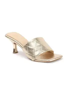 Carlton London Women Gold Stylish Block Heel Sandal for Office use, Casual and formal Use with Stiletto Heels (38)