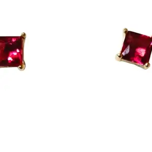 Ruby Red Crystal Stud Earrings,Square Cut,ruby stud,baby earings also,anti alergy metal, DEMI FYING JEWELLERY COLLECTION