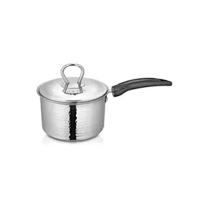 Shri & Sam Stainless Steel Heavy Weight Hammered Sauce Pan with Lid (12 cm, 0.9 L) price in India.