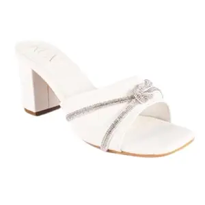 RUXBYPAYAL Women's Block Heel Sandal | Trendy Women's Sandal | Trendy Block Heel Sandals for Women | Daily Use Branded & Stylish Slippers (White, UK Footwear Size System, Adult, Women, Numeric, Medium, 5)