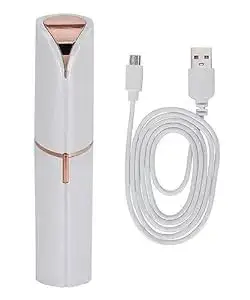 Hair remover Shaver For Women|Usb Rechargeable Waterproof Eyebrow Face Razor Trimmer For Lips|Body|Arms Electronic Facial Hair Remover Shaver(White And Gold) (White)
