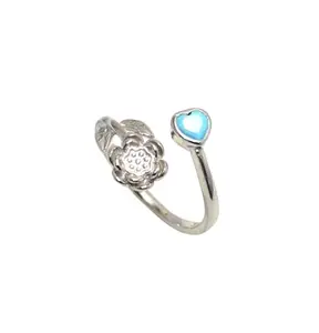 Rajasthan Gems Adjustable Ring 925 Sterling Silver Heart Love Blue Cubic Zirconia CZ Zircon Stone Women Handmade Gift j654