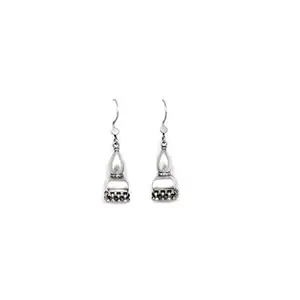 Shyle 925 Sterling Silver Drop Earrings,Moh Boond Versatile Jhumki, Well Stamped with 92.5,Traditional Oxidized Silver Danglers, Gift for Her