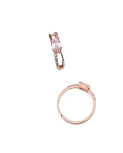 LUXIDOR Rose Gold Contemporary Cubic Zirconia Adjustable Finger Rings For Women (RRR06)