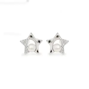 Bless Jewels Silver Star Pearl Earring for Women