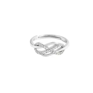 MABEL 925 Sterling SliverInfinity Pave Adjustable Ring, Gift for Girlfriend and Women, With Certificate of Authenticity, 6 Month Warranty, Lifetime Plating Service