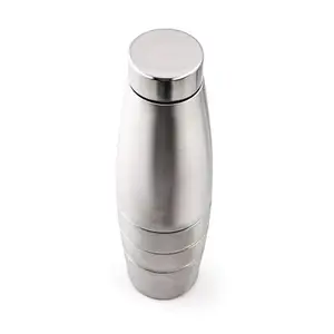 Durable Stainless Steel Water Bottle with High-Grip Food Grade Plastic Lid - LED Feature, Leak-Proof Design, 1-Liter Capacity for Hydration on the Go Carry
