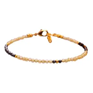 RRJEWELZ Citrine, Tigers Eye & Pyrite bracelet for men & women - 2-2.5mm Rondelle Faceted beads - 7 Inch Adjustable with Gold plated clasp – Healing, Fashion, Gift, Spiritual, Yoga|LCBR_RR_07411
