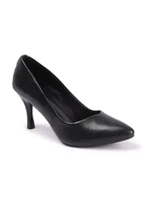Carlton London Women Black Stylish Casual Wear, Party and Formal Wear Slip-on Pump Shoes with Stiletto Heels (39)