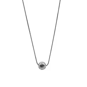 TEULRIP Anti Tarnish Sliver Ball Pendant with Thin Snake Chain Necklace for Girls & Women