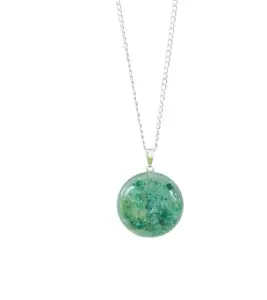 Handcrafted Green Floral Resin Sphere Pendant Necklace – Botanical Art Jewelry