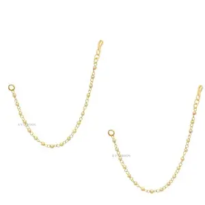 MANBHAR GEMS - Gold Plated Ethnic Kaan Chain Pearl 1 line Earchain Long Earring Support Chain Bridal Wedding jewellery for Women & Girls Pack of 1 pair